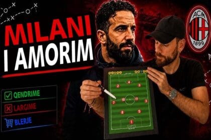 Trajneri i Milanit Ruben amorim duke organizuar ndeshjen përpara një sfide të Serie A