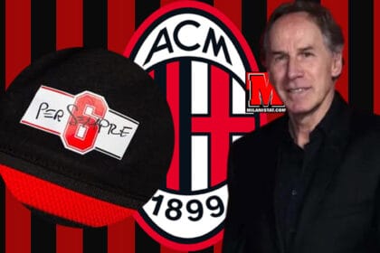 Franco Baresi dhe me stema e veçantë "6 për gjithmonë" në krahun e majtë të fanellës së Milanit