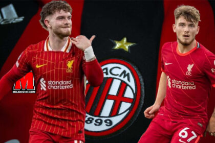 Harvey Elliott me fanellën e Liverpool, i lidhur me merkaton e Milanit.