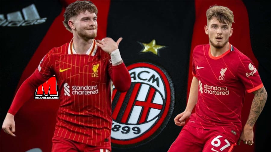 Harvey Elliott me fanellën e Liverpool, i lidhur me merkaton e Milanit.