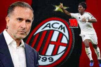 Endrick me fanellën e Real Madridit gjatë një ndeshjeje dhe pronali I Milanit Gerry Cardinale