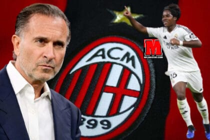 Endrick me fanellën e Real Madridit gjatë një ndeshjeje dhe pronali I Milanit Gerry Cardinale