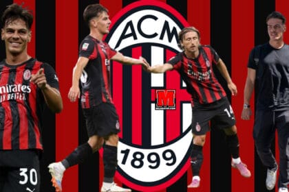 Ardon Jashari me fanellën e Milanit, bashkë me kroatin e madh Modric