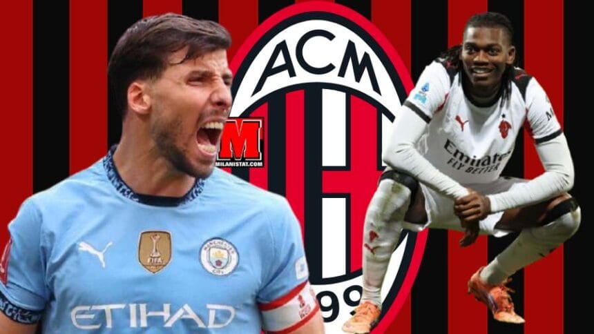 Emrat e Rafael Leão me fanellën e Milanit dhe Rúben Dias me fanellën e Manchester City-t diskutohen për shkëmbim.