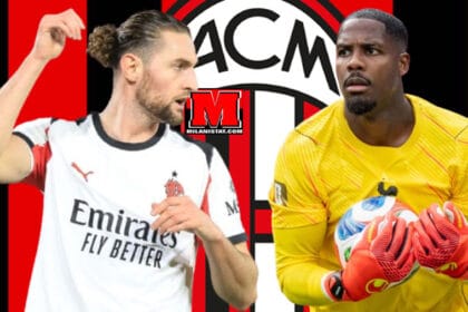Mike Maignan dhe Adrien Rabiot me fanellën e Milanit gjatë stërvitjes te Milanello