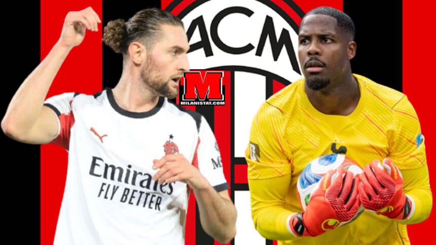 Mike Maignan dhe Adrien Rabiot me fanellën e Milanit gjatë stërvitjes te Milanello