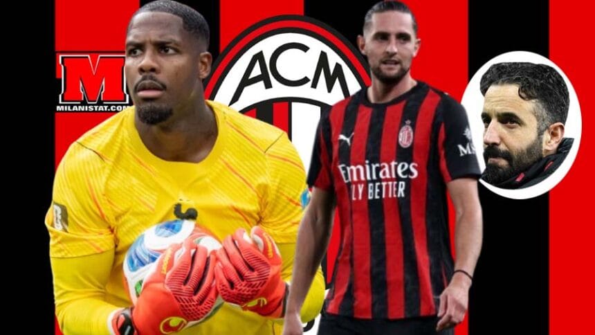 Trajneri kuqezi, Ruben Amorim, duke pare me vëmendje lojtarët e tij kryesorë Maignan dhe Rabiot, plot tension.