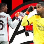 Mike Maignan mendueshëm me fanellën e Milanit gjatë një ndeshjeje zyrtare.