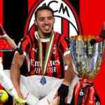 Mesfushori Ismaël Bennacer duke përshëndetur tifozët e Milan pas fitimit të titullit kampion pas daljes nga stadiumi San Siro