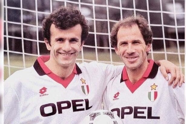 Dejan Savicevic dhe Franco Baresi me fanellën e Milanit