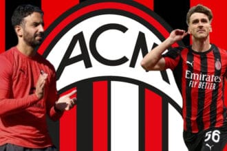 Ruben Amorim, trajneri portugez i Milanit dhe mesfushori Alexis Saelemaekers me fanellën kuqezi