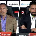Ruben Amorim dhe Gerry, duke folur në konferenca shtypi në casa Milan