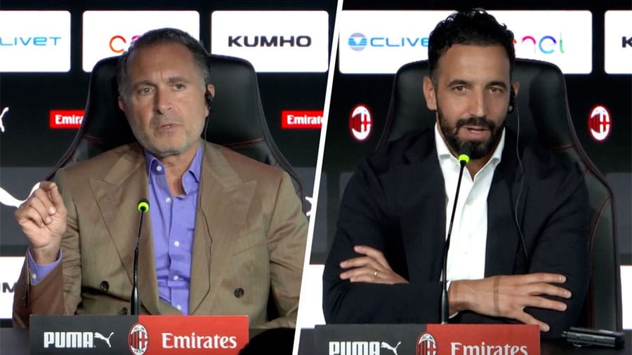Ruben Amorim dhe Gerry, duke folur në konferenca shtypi në casa Milan