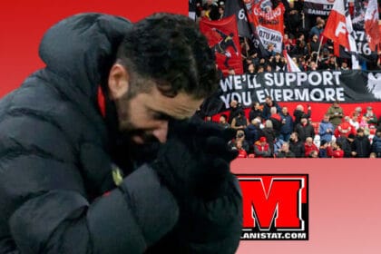 Ruben Amorim gjatë periudhës së tij si trajner i Manchester United i kundërshtuar nga tifozët
