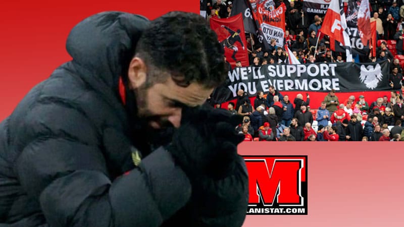 Ruben Amorim gjatë periudhës së tij si trajner i Manchester United i kundërshtuar nga tifozët