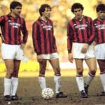 Franco Baresi dhe Roberto Donadoni ne nje ndeshje te epokës së Milanit të të Pamposhturve