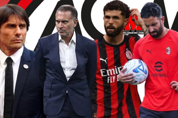 Ruben Amorim gjatë ndeshjes kundër Benfica në San Siro, Gerry Cardinale, Antonio Conte dhe Kris Pulisic