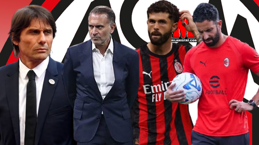 Ruben Amorim gjatë ndeshjes kundër Benfica në San Siro, Gerry Cardinale, Antonio Conte dhe Kris Pulisic