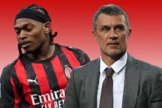 Rafael Leão që duket i zhgënjyer dhe legjenda e Milanit, Paolo Maldini
