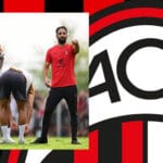 Trajneri Ruben Amorim gjatë një seance stërvitore në Milanello duke dhënë udhëzime taktike