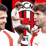 Lojtarët e klubit të Milanit Ramos, Modric dhe Pulisic gjatë seancës stërvitore në qendrën sportive Milanello