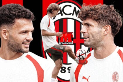 Lojtarët e klubit të Milanit Ramos, Modric dhe Pulisic gjatë seancës stërvitore në qendrën sportive Milanello