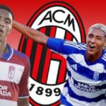 Dylan Rodriguez dhe Owen Emeka me fanellën e Granadës duke festuar një gol në Segunda División