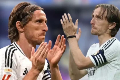 Luka Modrić duke përshëndetur tifozët madridistë pas përfundimit të kontratës me Real Madridin